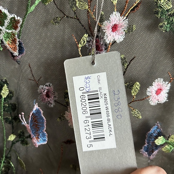 Hilary Radley for Katherine Barclay Black Floral Embroidered Mesh Dress — NWT - Picture 10 of 11